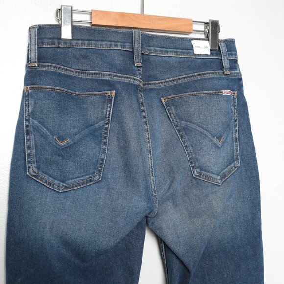 HUDSON Mens BLAKE Slim Straight Jeans Blue Denim Stretch Mid Rise Casual Zip - Picture 5 of 10